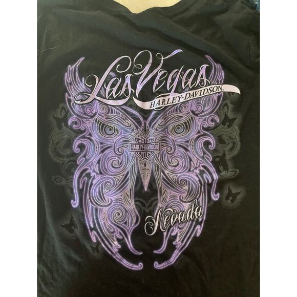 Harley Davidson motorcycles graphic tee woman’s medium butterfly glitter sh - Picture 7 of 7